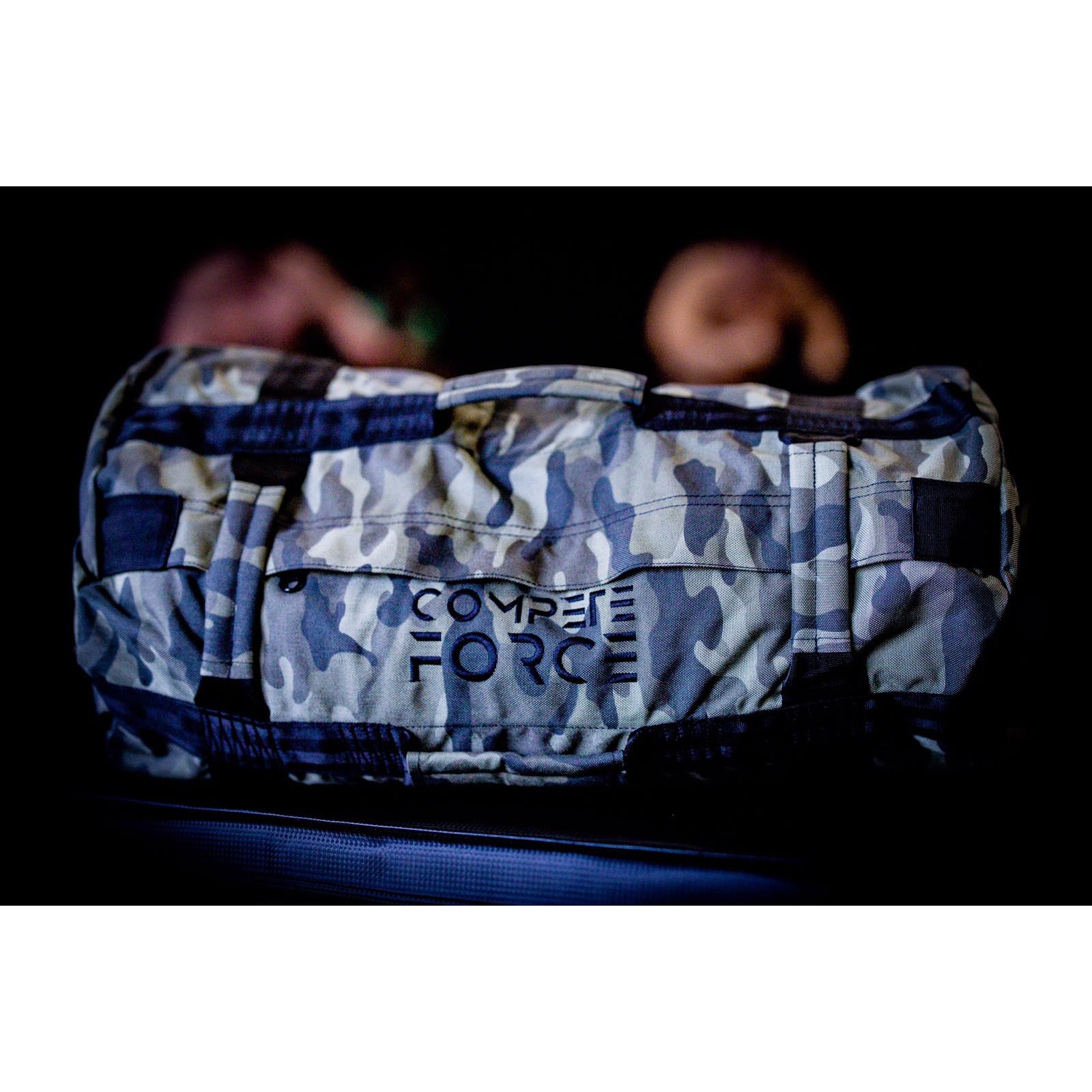"Compete Force Feedbags in action at a Hyrox training event, supporting athletes in achieving their fitness goals with versatile movements."